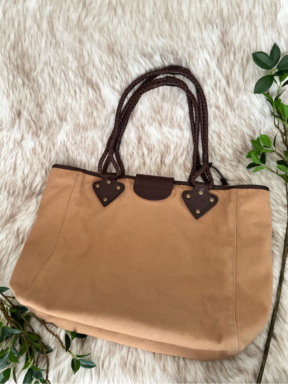 Mulberry Radeliffe Paisley Appliqué Canvas Tote in Tan and Brown - Picture 11 of 12